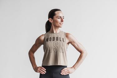 Nobull Muscle (Madison) Women's Tank Tops Light Brown | Australia (EO8045)